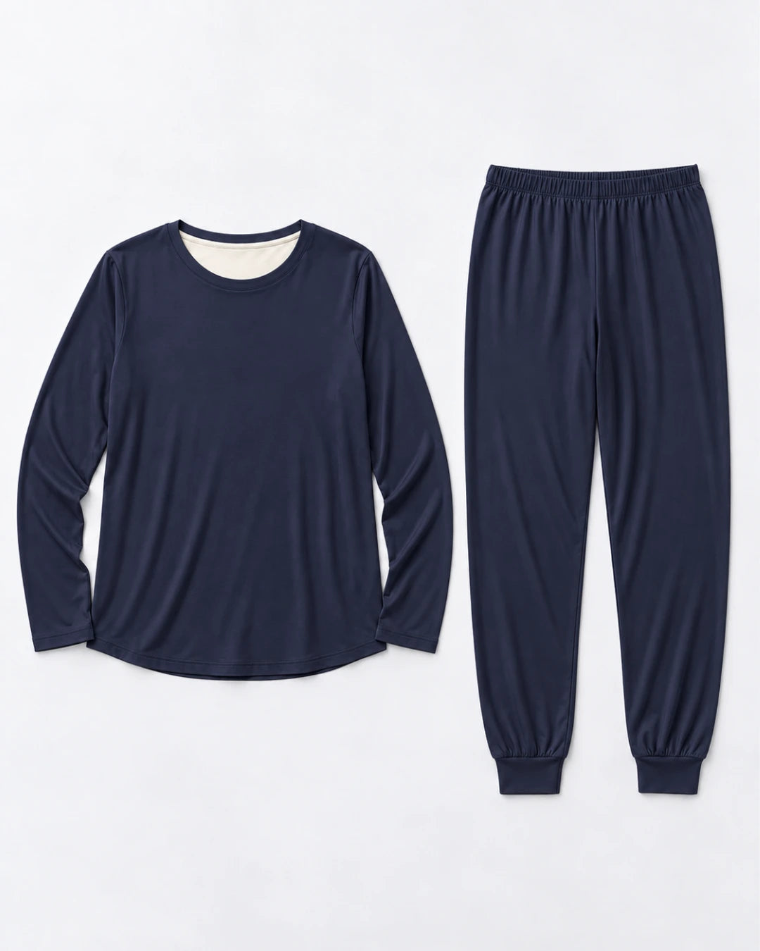 Pijama largo con top integrado, cuello redondo y pantalón con puño