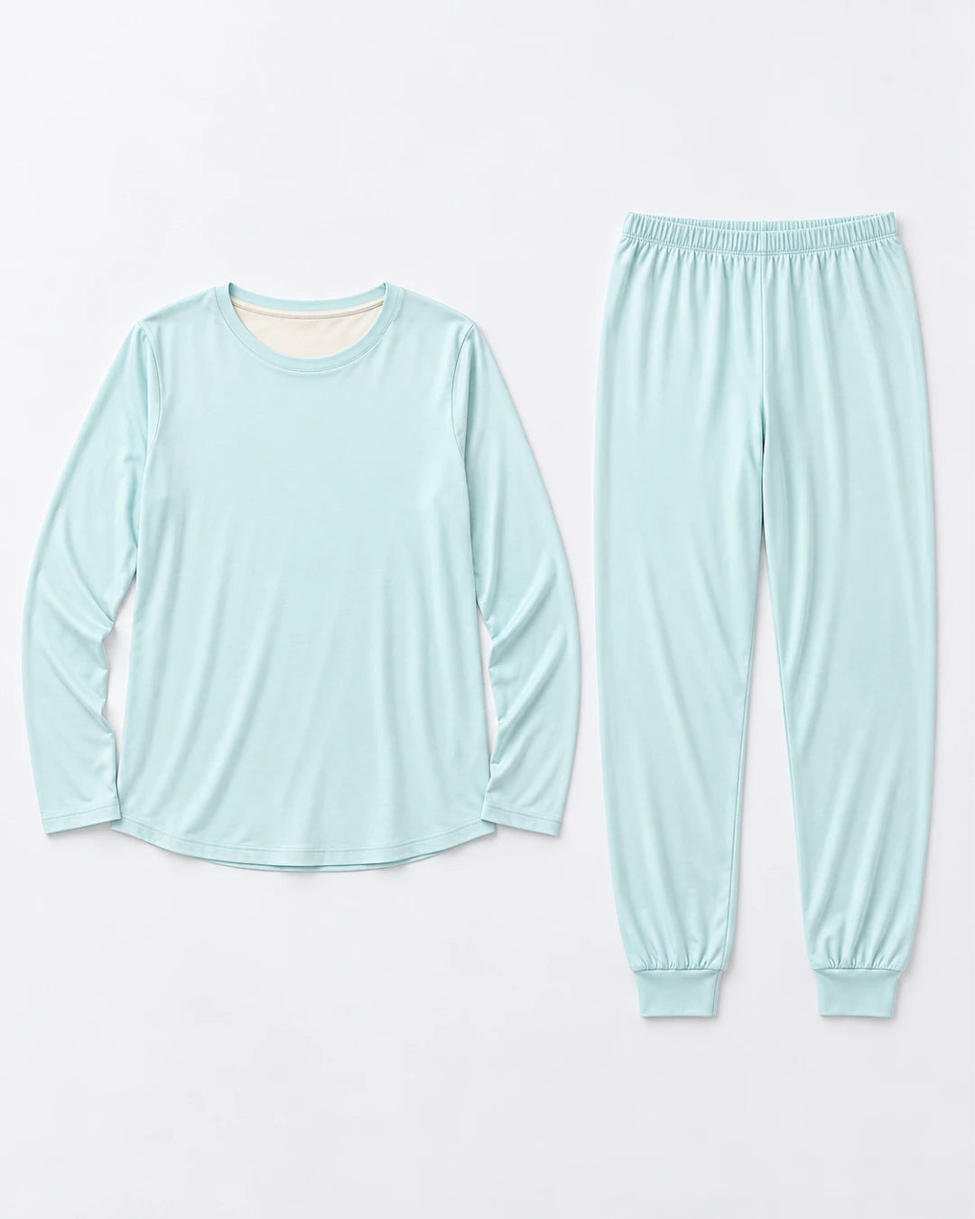 Pijama largo con top integrado, cuello redondo y pantalón con puño