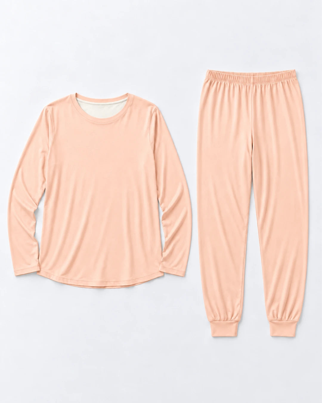 Pijama largo con top integrado, cuello redondo y pantalón con puño