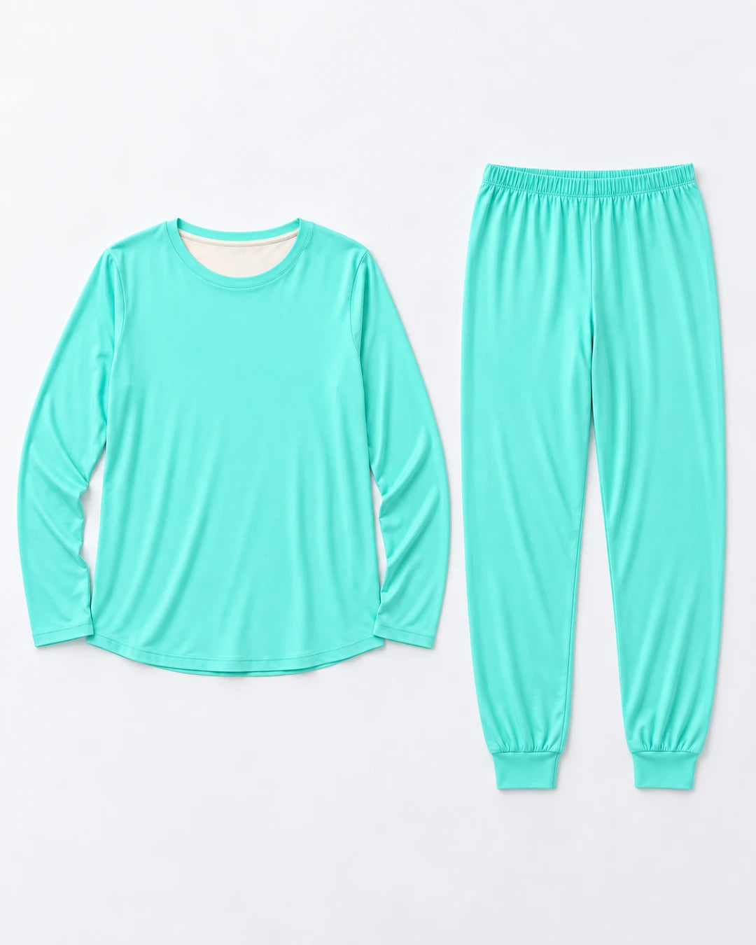 Pijama largo con top integrado, cuello redondo y pantalón con puño