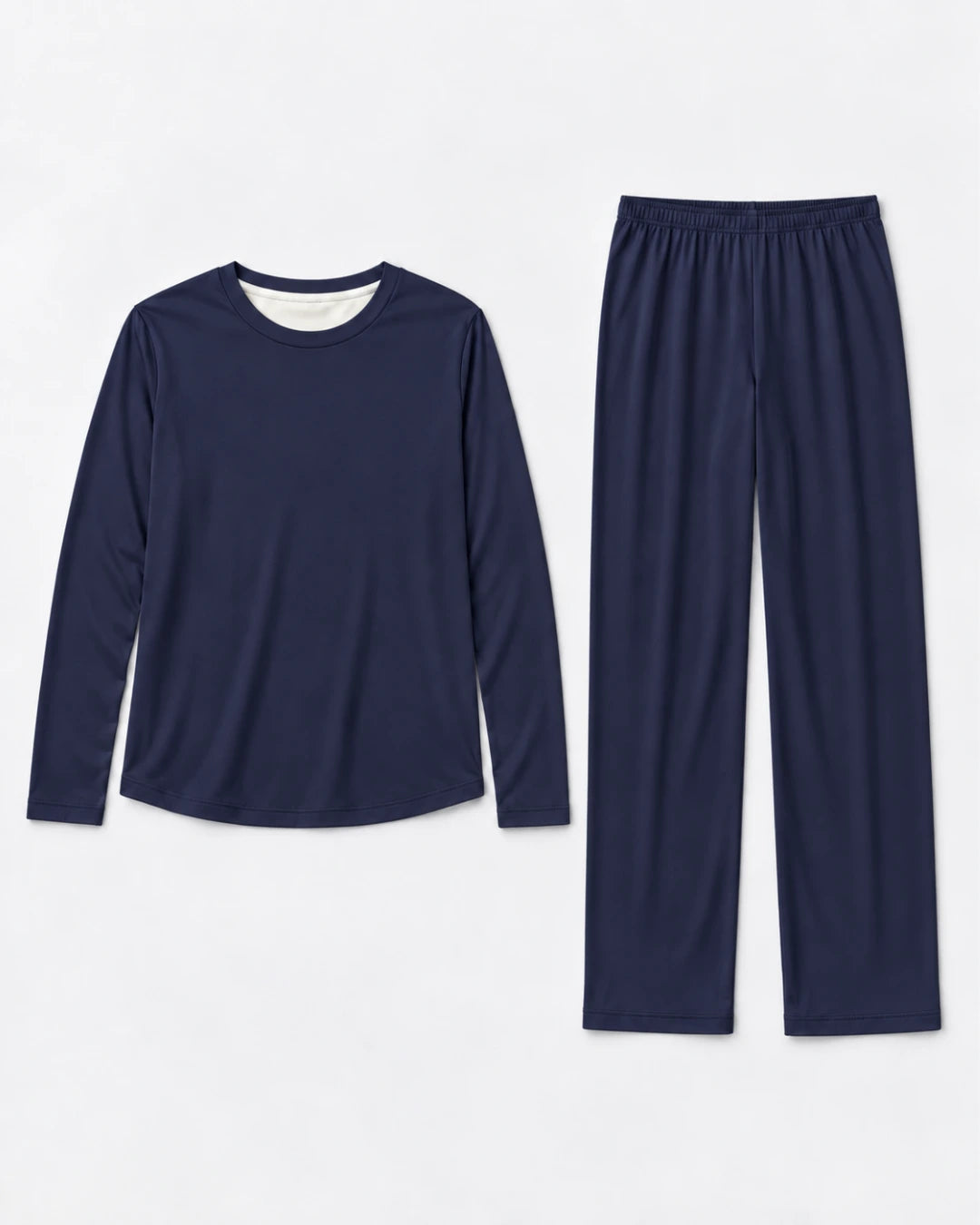 Pijama largo con top integrado, cuello redondo y pantalón recto