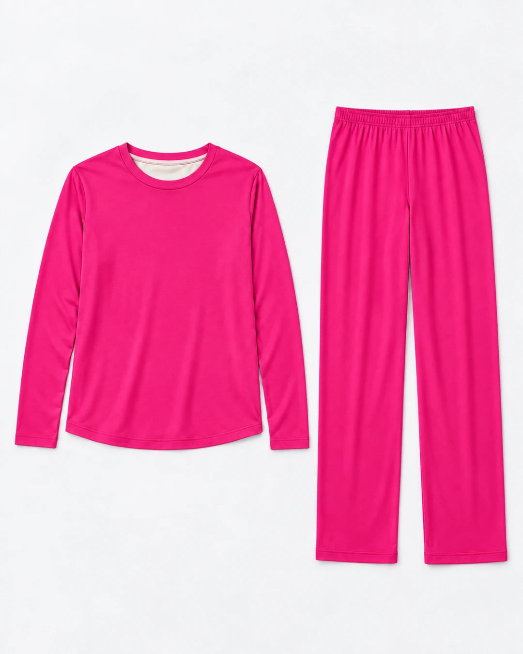 Pijama largo con top integrado, cuello redondo y pantalón recto