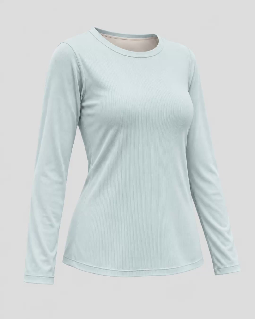 Vista 3d del pijama con top integrado camiseta canalé color celeste