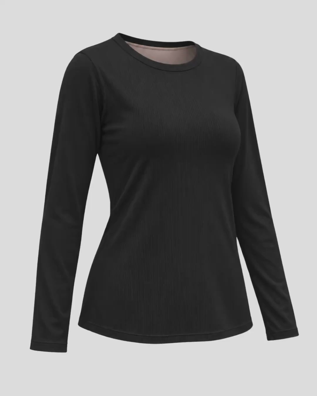 Vista 3d del pijama con top integrado camiseta canalé color negro