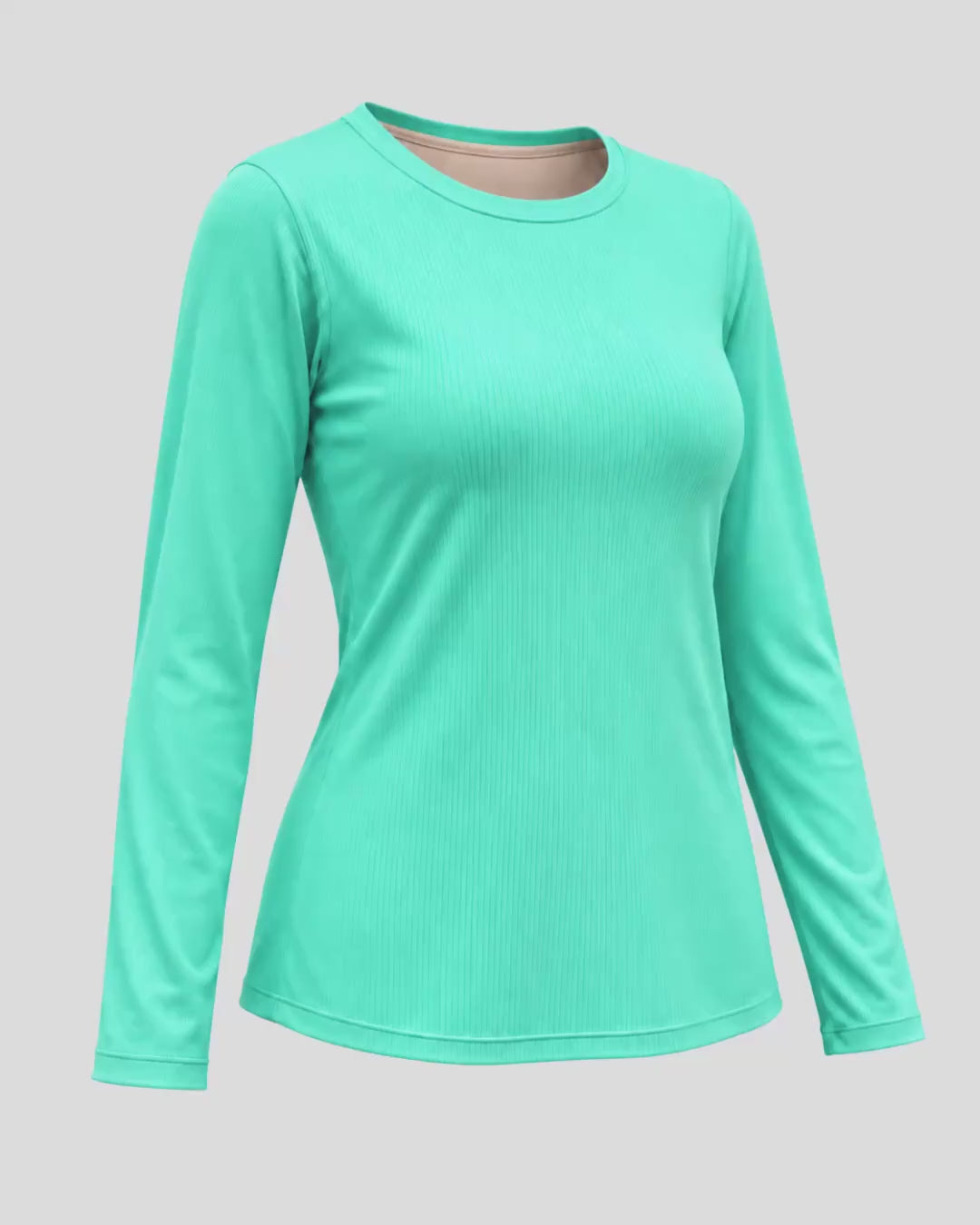 Vista 3d del pijama con top integrado camiseta canalé color turquesa