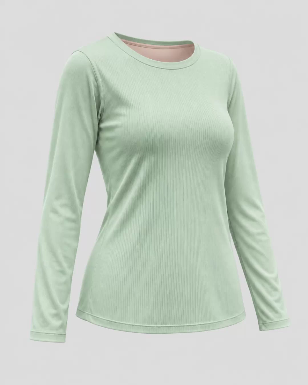 Vista 3d del pijama con top integrado camiseta canalé color menta