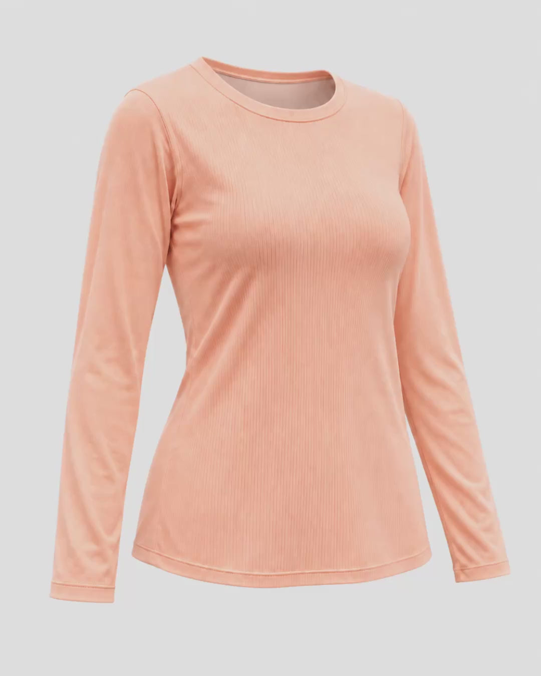 Vista 3d del pijama con top integrado camiseta canalé color melocotón