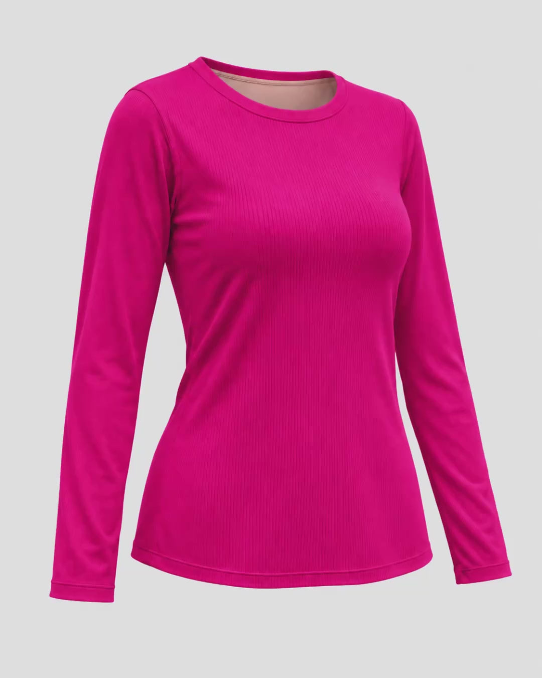 Vista 3d del pijama con top integrado camiseta canalé color fucsia