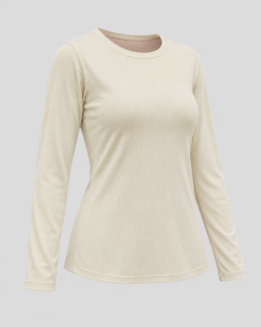 Vista 3d del pijama con top integrado camiseta canalé color vainilla